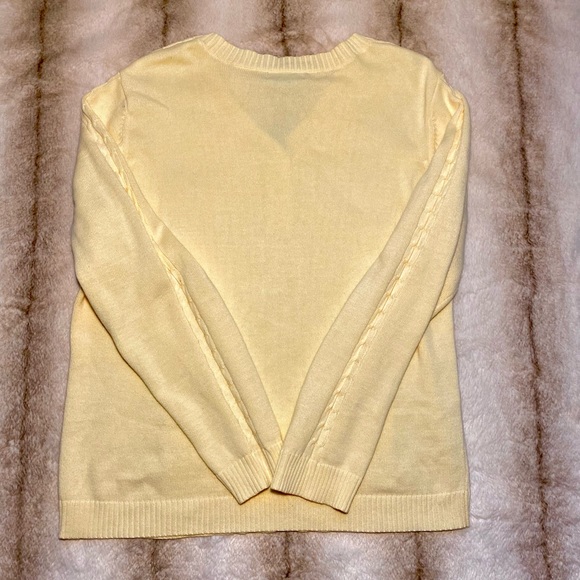 Karen Scott yellow Cotton v neck sweater pullover front buttons - Picture 5 of 9